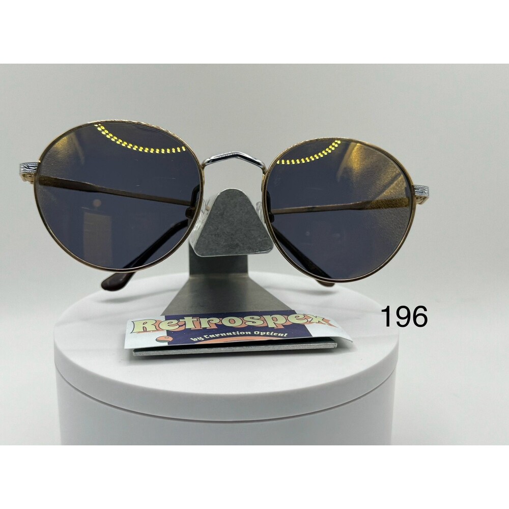 Vintage Sunglasses NOS Round Preppy Gold Mirror Lens Gold/Silver Metal 1990s